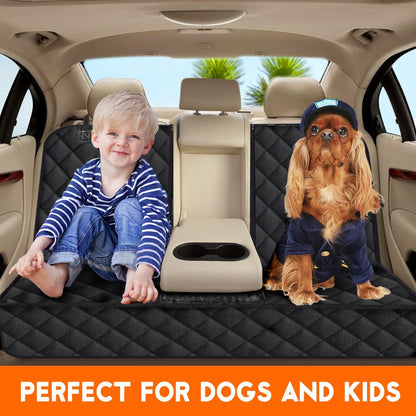Ultimate Dog Car Seat Cover - Waterproof Rear Seat Protector for Pets & Kids | Durable, Non-Slip, and Easy to Clean - Fits Most Cars, SUVs, and Trucks (53" Width) - Black