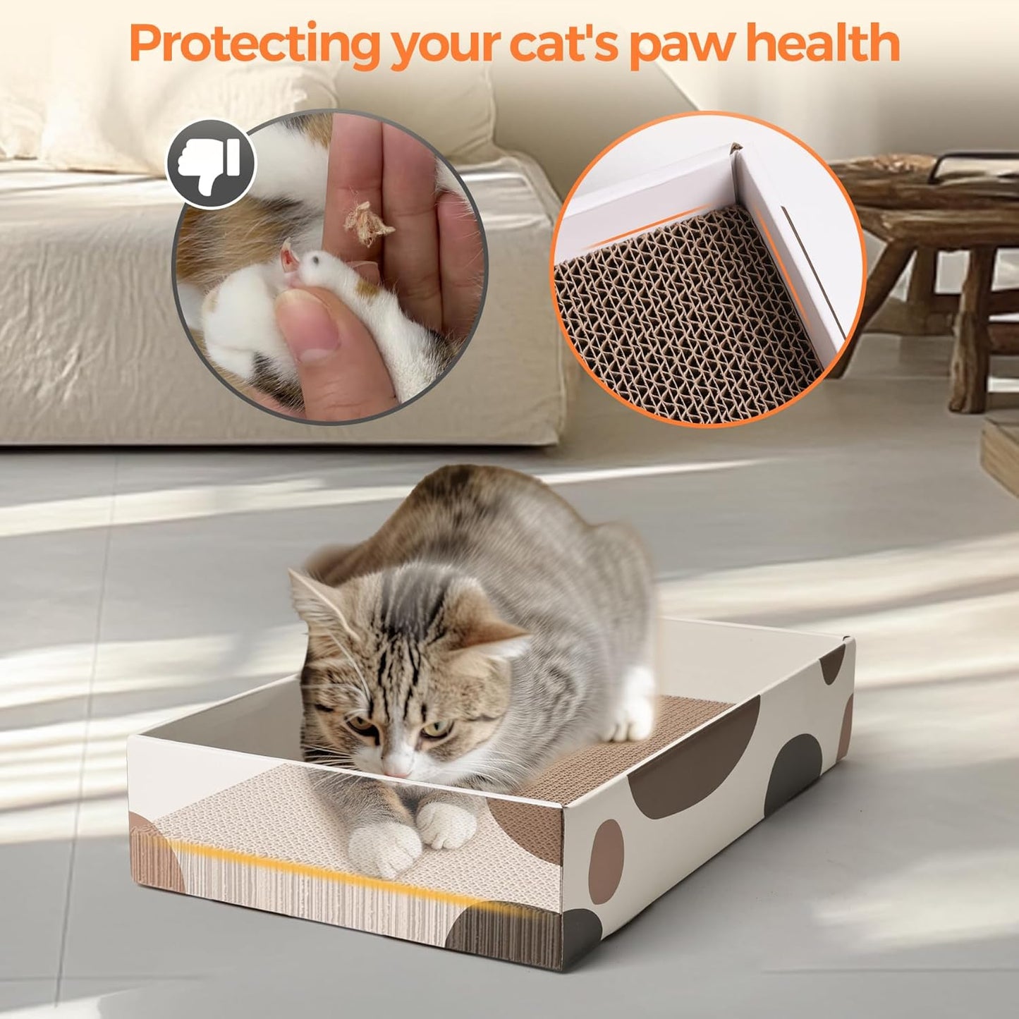 Ultimate Cat Scratcher Box - 17" x 10" with 3 Reversible Cardboard Pads for Indoor Claw Care and Furniture Protection