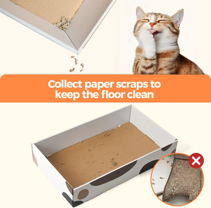 Ultimate Cat Scratcher Box - 17" x 10" with 3 Reversible Cardboard Pads for Indoor Claw Care and Furniture Protection