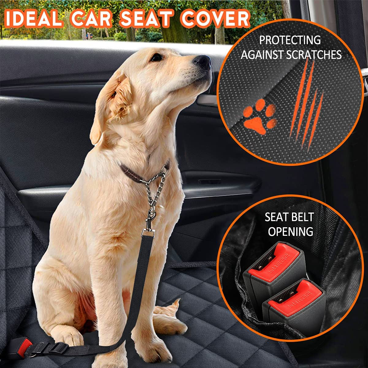 Ultimate Dog Car Seat Cover - Waterproof Rear Seat Protector for Pets & Kids | Durable, Non-Slip, and Easy to Clean - Fits Most Cars, SUVs, and Trucks (53" Width) - Black