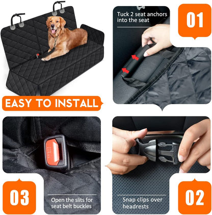 Ultimate Dog Car Seat Cover - Waterproof Rear Seat Protector for Pets & Kids | Durable, Non-Slip, and Easy to Clean - Fits Most Cars, SUVs, and Trucks (53" Width) - Black