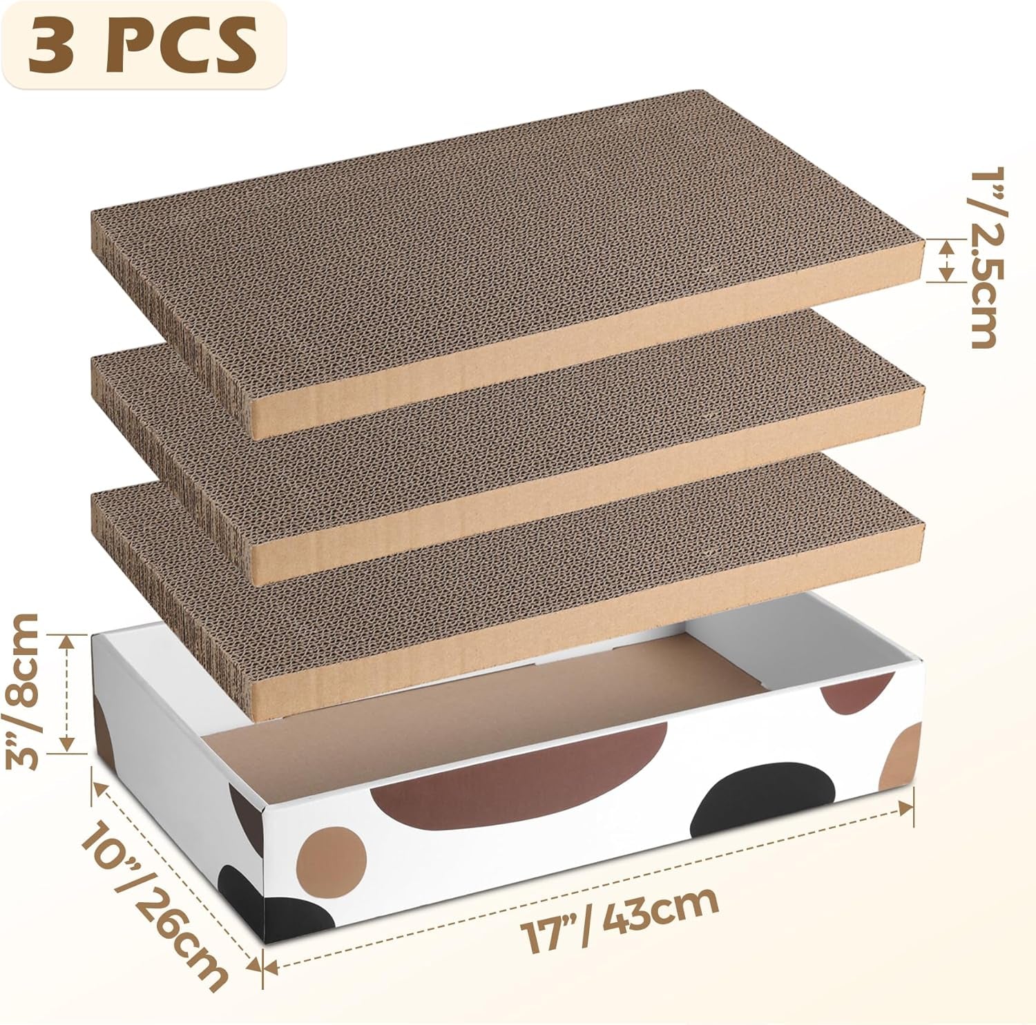 Ultimate Cat Scratcher Box - 17" x 10" with 3 Reversible Cardboard Pads for Indoor Claw Care and Furniture Protection