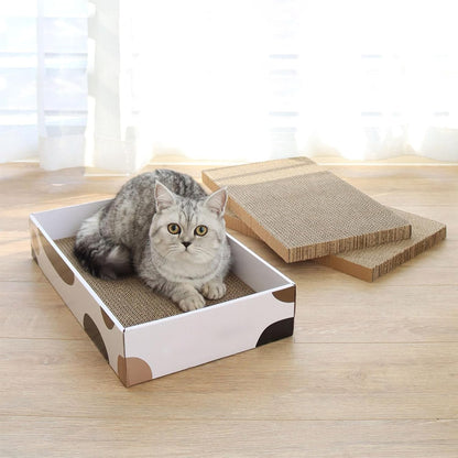 Ultimate Cat Scratcher Box - 17" x 10" with 3 Reversible Cardboard Pads for Indoor Claw Care and Furniture Protection