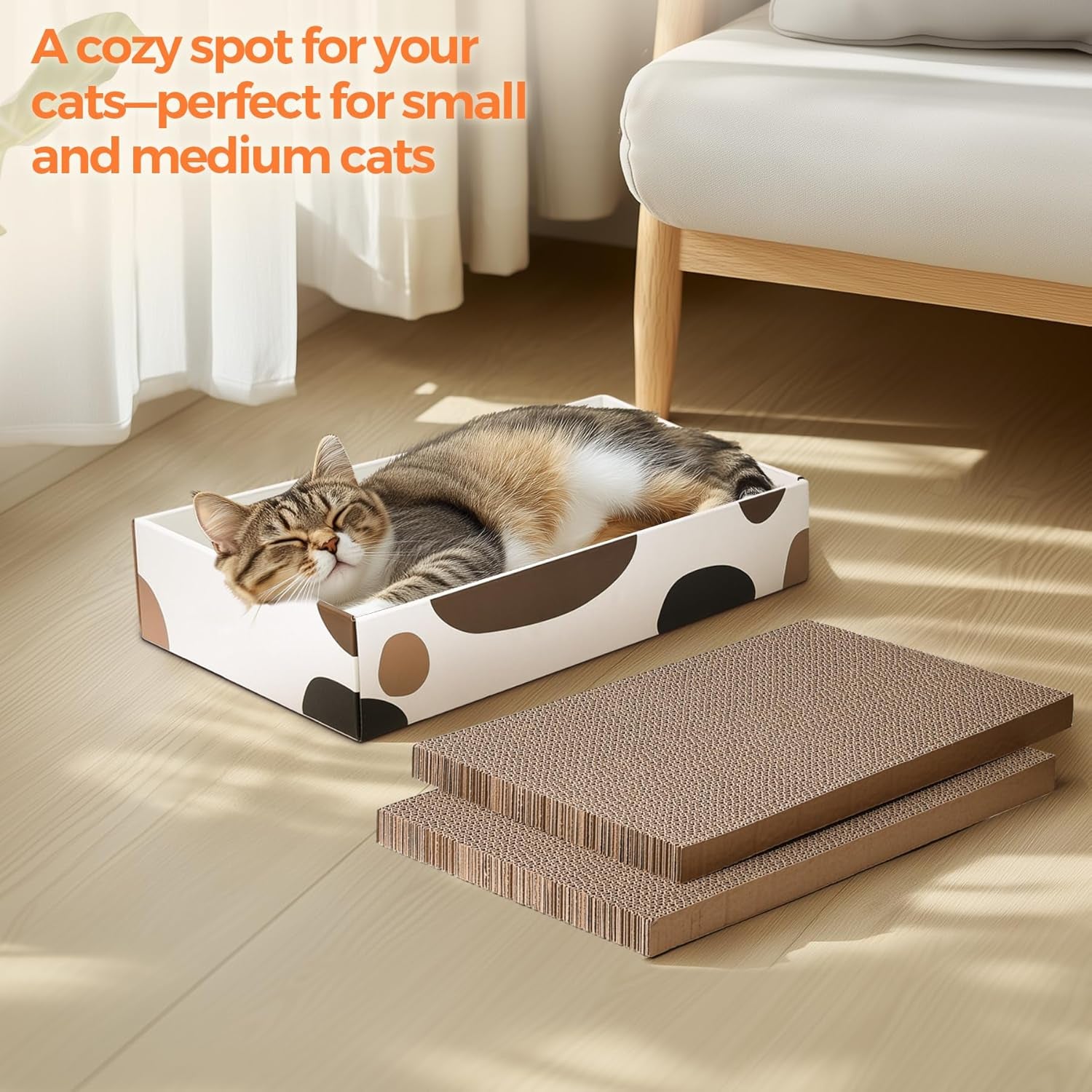 Ultimate Cat Scratcher Box - 17" x 10" with 3 Reversible Cardboard Pads for Indoor Claw Care and Furniture Protection